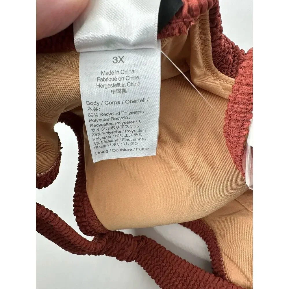 NWT J Crew Womens Scrunchie Sweetheart Bikini Top 3X Removable Straps Brown‎